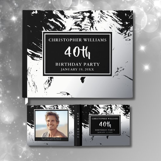 Luxe Foil Guestbook Birthday Party Photo Message  Gastenboek