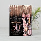Luxe Folie 30e Roos Wijnvolwassene Verjaardag Uitnodiging (Staand Voorkant)