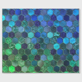 Luxe Folie Glitter Blue Green honingraat Cadeaupapier (Vlak)