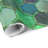 Luxe Folie Glitter Blue Green honingraat Cadeaupapier (Rol Hoek)