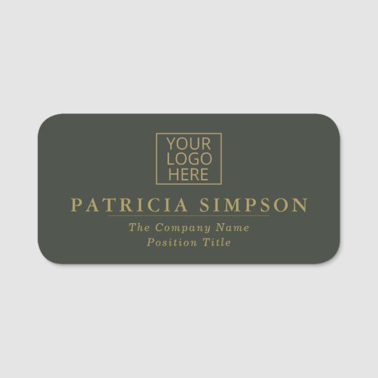 Luxe Forest Green & Golden accenten: Elegante Logo Naamplaatje (Voorkant)