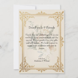 Luxe formele elegante gouden bruiloft bedankkaart