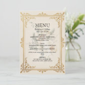 Luxe formele elegante gouden bruiloft menu (Staand voorkant)