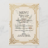 Luxe formele elegante gouden bruiloft menu (Voorkant)