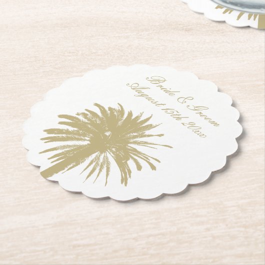Luxe formele strand bruiloft onderzetters met palm (Gekanteld)