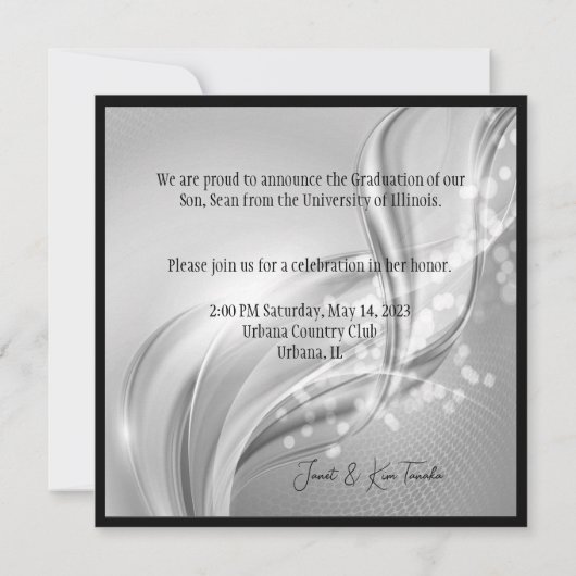 Luxe foto Afstuderen Silver Metallic Uitnodiging (Achterkant)