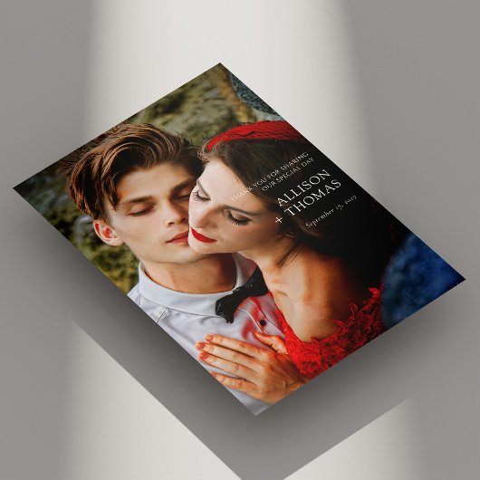 Luxe foto bruiloft dank u kaart