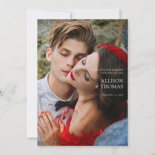 Luxe foto bruiloft dank u kaart (Voorkant)