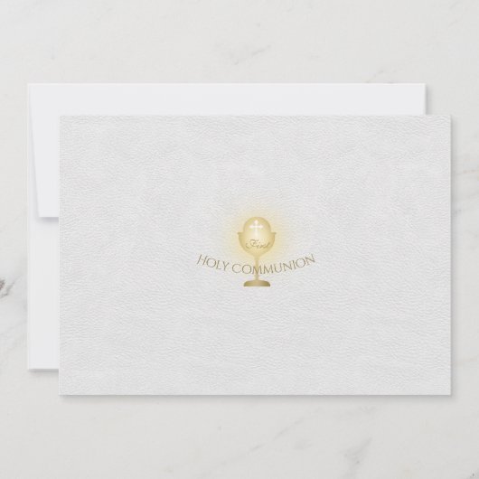 Luxe foto jongen gouden kelk heilige communie kaart (Achterkant)