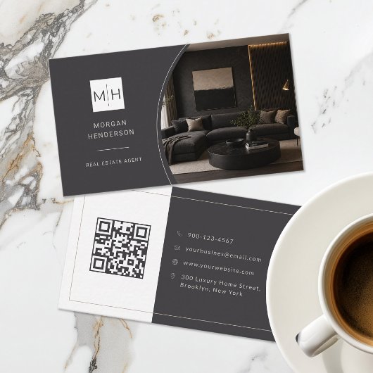 Luxe foto QR-code voor makelaar Visitekaartje