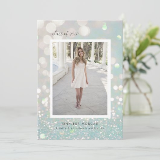 luxe foto van glitter - afstuderen kaart (Staand voorkant)