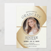 Luxe foto Verjaardag Afstuderen Sparkling Gold Kaart (Voorkant / Achterkant)