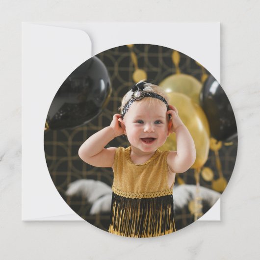 Luxe foto Zwart en Goud disco Verjaardag Kaart (Achterkant)