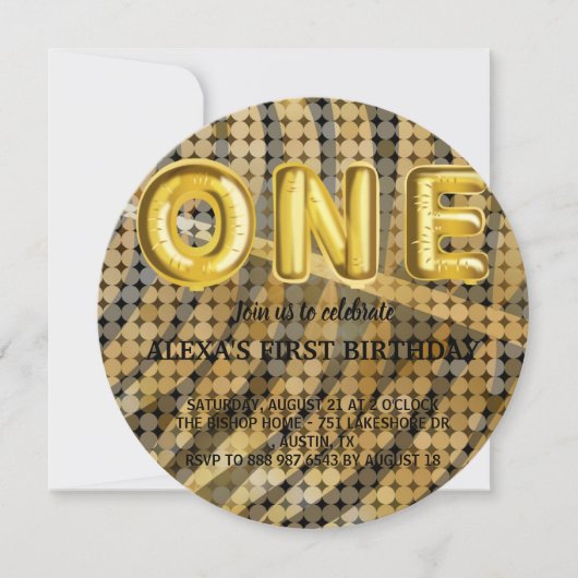 Luxe foto Zwart en Goud disco Verjaardag Kaart (Voorkant)