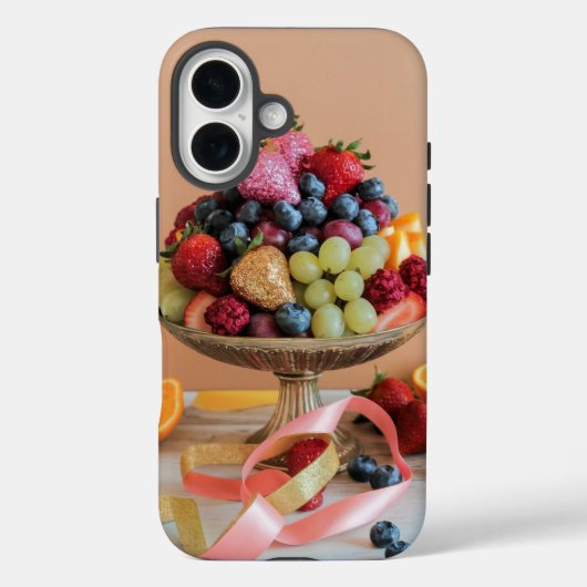 Luxe Fruit Bowl iPhone 16 Hoesje (Achterkant)