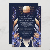 Luxe Fuchsia Crown Royal Blue repetitie diner Kaart (Voorkant / Achterkant)