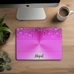 Luxe Fuchsia Dripping Glitter gepersonaliseerd, iPad Pro Cover<br><div class="desc">Prachtige luxe Sparkle Fuchsia Dripping Glitter met geborsteld Metalen Textuur Ontwerp Gepersonaliseerde iPad Pro Hoesje</div>