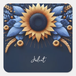 Luxe Fuchsia Kroon Koningsblauw Bruidsdouche Vierkante Sticker