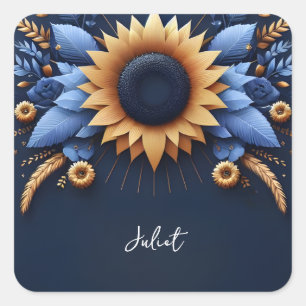 Luxe Fuchsia Kroon Koningsblauw Bruidsdouche Vierkante Sticker