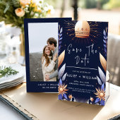 Luxe Fuchsia Kroon Koninklijk Blauw Bruiloft Save The Date