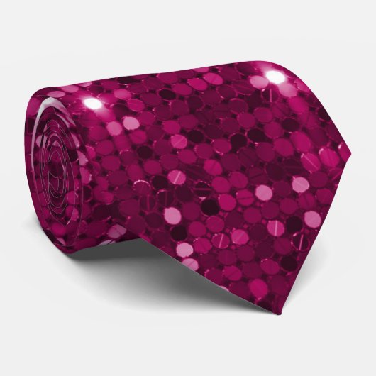 Luxe Fuchsia Paillet ontwerp nekband Stropdas (Opgerold)