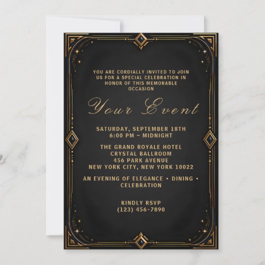 Luxe galajachtfeest uitnodiging template (Voorkant)