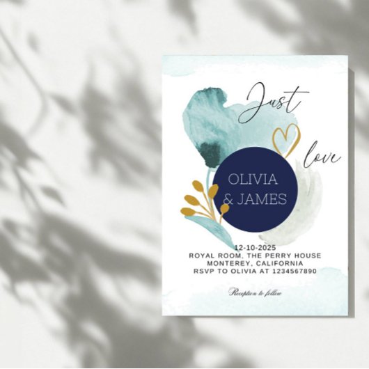 Luxe Galaxy Bruiloft - "Just Love" Sterrenfeest Kaart