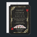 Luxe Gatsby Casino Vegas Kaart<br><div class="desc">Unieke casino Royale en Great Gatsby met het kaartontwerp. Hij heeft een kunstdecostijl, een Roaring van 1920's oude Hollywood-gebroken lijst met faux goudfolie Fleur-de-lis, rode harten, Q en K op twee hoeken (het simuleren van speelkaarten), speelkaartpakken, op gouden zwarte Art Deco patroonachtergrond. Er wordt gebruik gemaakt van speciale vermeldingen zoals...</div>