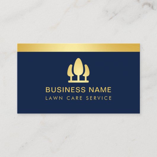 Luxe gazon zorg Navy blauw & goud Visitekaartje (Voorkant)
