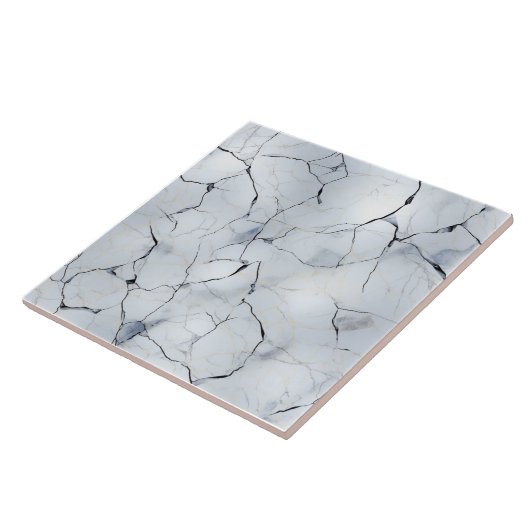 Luxe gebarsten wit marmer tegeltje (Zijkant)