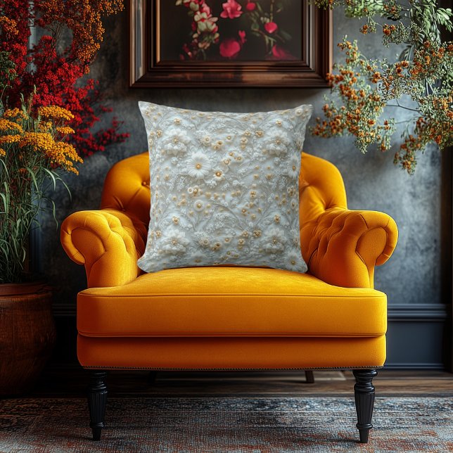 Luxe geborduurde-look Bloemen - Elegant Decor Kussen (Creator heeft geüpload)