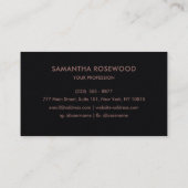 Luxe geborsteld koper & zwart leren monogram visitekaartje (Achterkant)