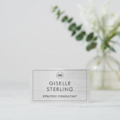 Luxe geborsteld zilver monogram Modern Visitekaartje (Staand voorkant)
