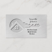 Luxe geborsteld zilveren sleutel Realtor Visitekaa Visitekaartje (Voorkant)
