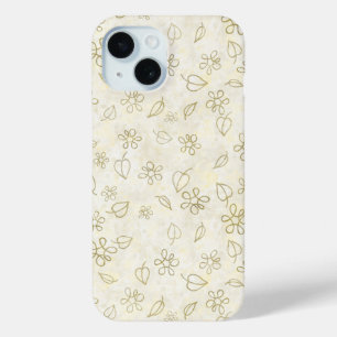 Luxe geel  bladeren bloemenkunst Abstract iPhone 15 Case