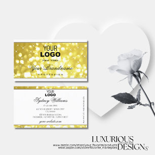 Luxe Geel Glitter Stars Logo White Modern Visitekaartje