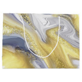 Luxe Geel Goud Goud Marmer Effect Kerstmis Groot Cadeauzakje (Achterkant)