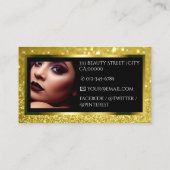 Luxe Geel Goud Sparkle Logo Fotosjabloon Visitekaartje (Achterkant)