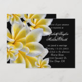 Luxe Geel Romantische Plumeria Bruiloft Uitnodigen Kaart (Voorkant / Achterkant)