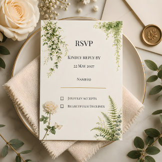 Luxe Geheime Tuin Bloemrijke Bruiloft RSVP Kaartje