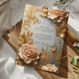 Luxe  geïnspireerd bloemenmotief Details Informatiekaartje