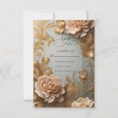 Luxe  geïnspireerde bloemenmotief bruiloft RSVP kaartje (Voorkant)