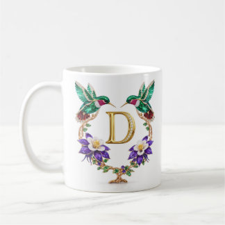 Luxe Gejewelde Kolibrie Monogram D Koffiemok