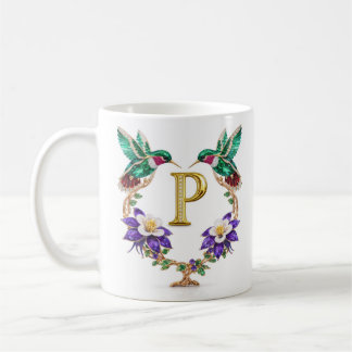 Luxe Gejewelde Kolibrie Monogram P Koffiemok