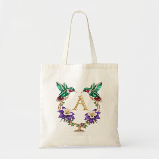 Luxe Gejouwelen Kolibrie Monogram Trouwtas Tote Bag (Voorkant)