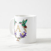 Luxe Gejuweelde Kolibrie Monogram A Koffiemok (Voorkant links)