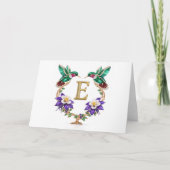 Luxe Gejuweelde Kolibrie Monogram E Trouw Bedankkaart (Voorkant)