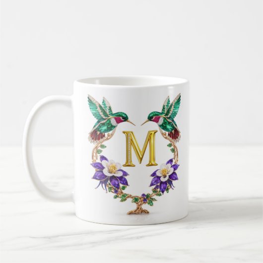Luxe Gejuwelen Kolibrie Monogram M Koffiemok (Links)