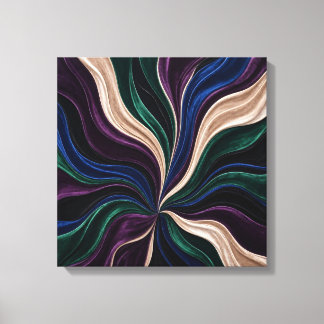 Luxe gekreukelde fluwelen golven kronkelen smaragd canvas afdruk