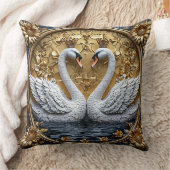 Luxe Gekroonde Zwaan Royal Gold Elegant Romantisch Kussen (Deken)